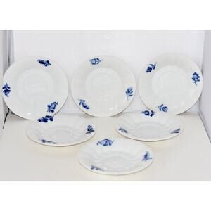 Royal Copenhagen Blue Flowers Angular Saucers for Bouillon Cup X-5 MINT 10/8608